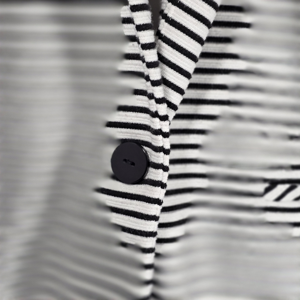 Cynthia Rowley Blazer Large One Button Striped Black & White All Occasion - Picture 5 of 8